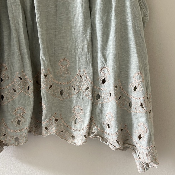 Free People Mint Boho Toosaloosa Slub Attina Eyelet Keyhole Tank Top - Picture 2 of 5